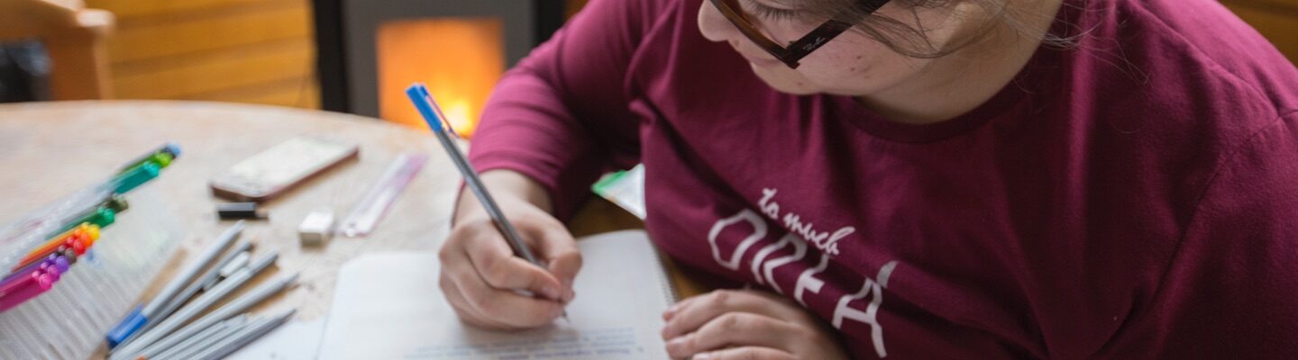 Mujer escribiendo en un cuaderno